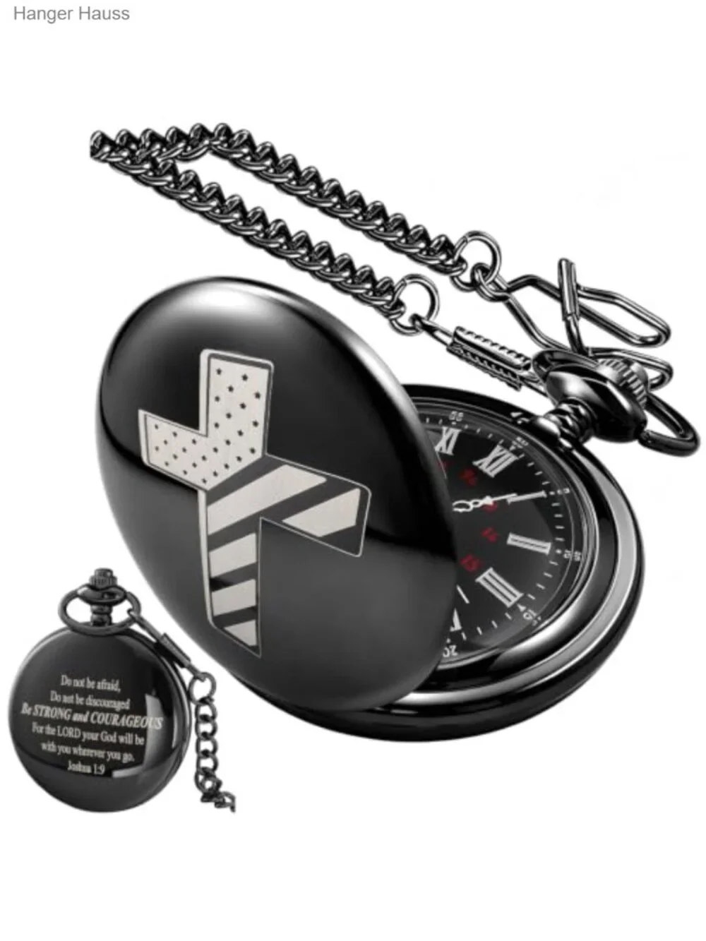 Vintage Cross Pocket Watch with Chain Alloy Quartz